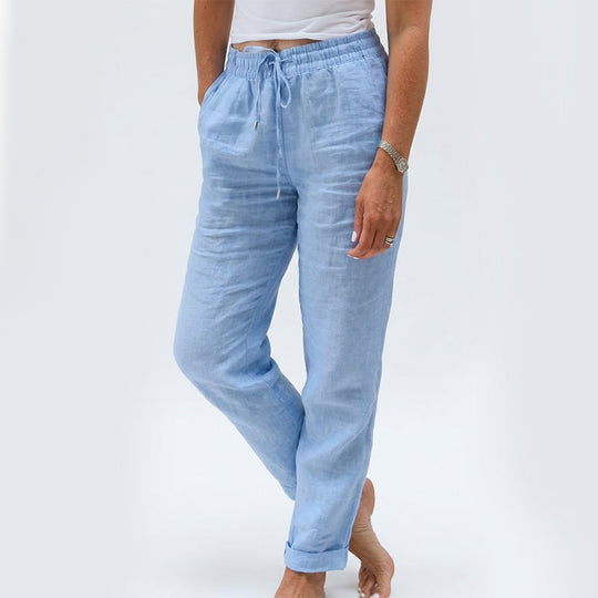 👖Damebukser med elastisk talje i bomuld og hør
