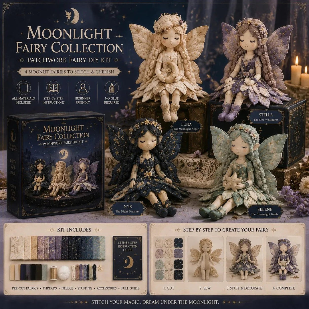 🎁 50% OFF TODAY! 🧵 4-Piece Fairy Patchwork DIY Collection ✨ Complete DIY Craft Set for Beautiful Handmade Projects 💖