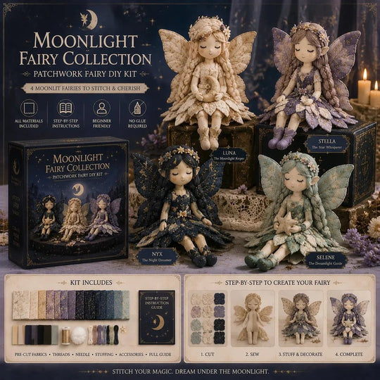 🎁 50% OFF TODAY! 🧵 4-Piece Fairy Patchwork DIY Collection ✨ Complete DIY Craft Set for Beautiful Handmade Projects 💖