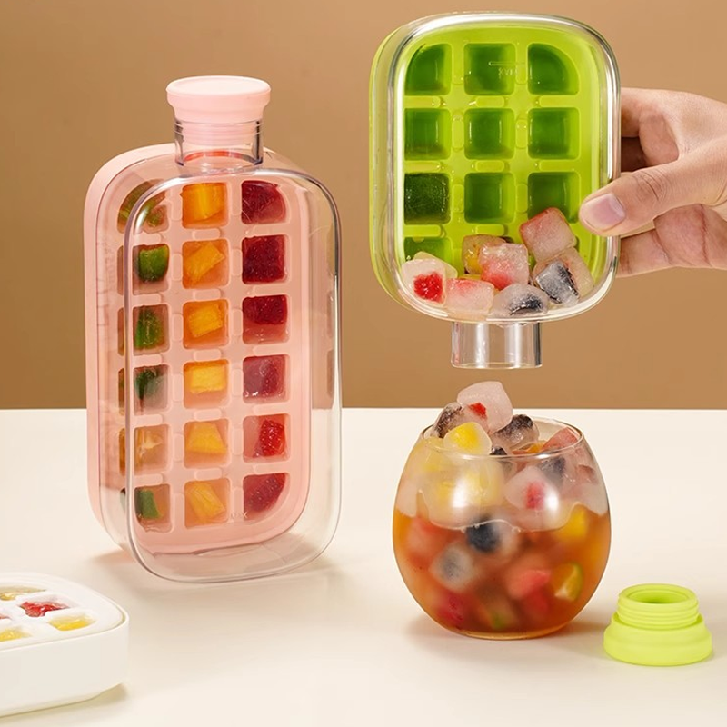 ❄️2-in-1 Ice Cube Maker Water Bottle Built-In Ice Tray, Food-Grade Silicone, Bpa-Free. Make Ice &amp; Store Water In One Bottle – Ideal For Gym, Office &amp; Travel! 🏋️‍♂️💼✈️