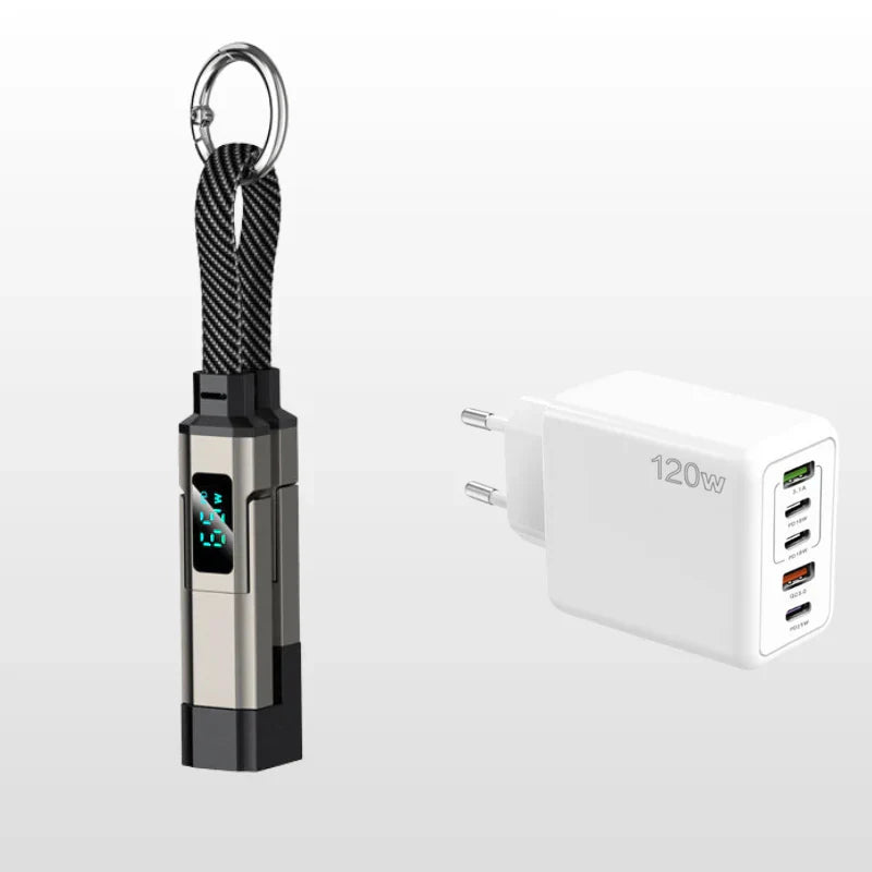 🔥HOT SALE 40% OFF🔥4-in-1 Digital Display Keychain Charging Cable