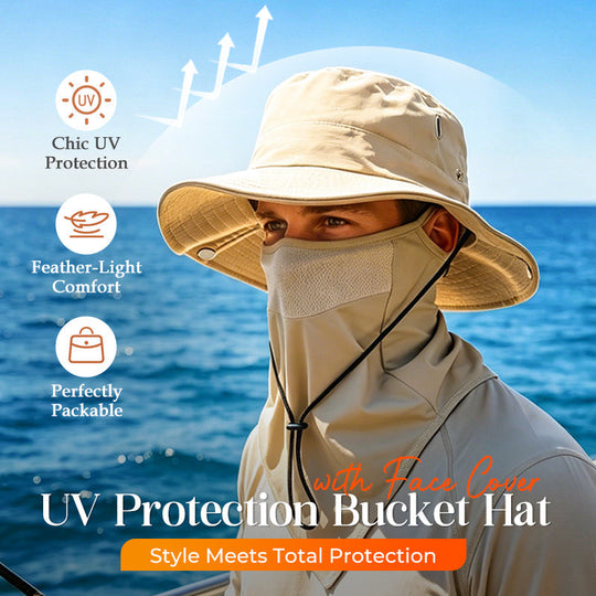 UV-beskyttelse Bucket Hat med ansigtsdæksel