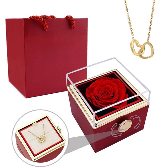 Eternal Rose Box - W/Engraved Necklace &amp; Artificial Rose
