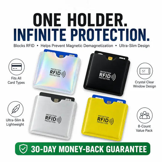 🚨 VIRAL SECURITY MUST-HAVE ! 🛡️ RFID Blocking Sleeves 💳 Instantly Protect Credit Cards from Digital Skimming &amp; Data Theft 🔒🔥⚠️1 set (5 pieces total)