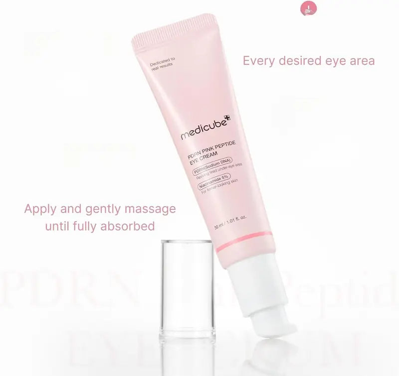 medicube Salmon DNA PDRN Pink Peptide Eye Serum with Niacinamide and 99% Purity Retinol for Fine Lines, Uneven Skin Tone, Korean Skin Care 1.01fl.oz