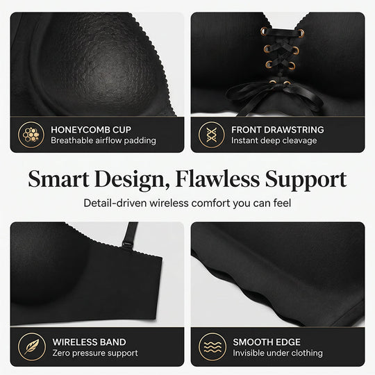 🚨 VIRAL COMFORT BRA 💕 Seamless Push-Up Support Bra ✨ Breathable, Wire-Free Lift &amp; Invisible Under Any Outfit 💖🔥