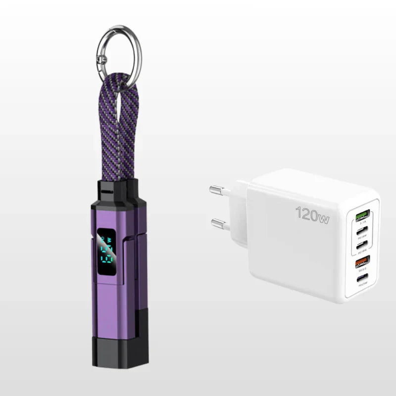 🔥HOT SALE 40% OFF🔥4-in-1 Digital Display Keychain Charging Cable