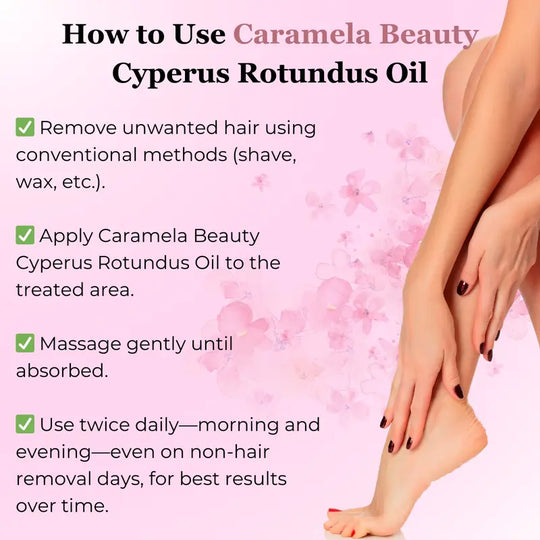 Caramela Beauty Cyperus Rotundus Huile pour la réduction naturelle des cheveux - 60 ml/2 oz