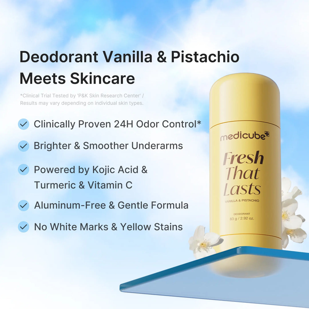 [NEW] [medicube] Deodorant Vanilla &amp; Pistachio Fresh That Lasts | 24 Hour Odor Control, No Aluminum, Baking Soda, Parabens, Phthalates, Ethanol | Brightening &amp; Smoothing for Dark Underarms with Koic Acid &amp; Turmeric | Korean Skincare, K-Beauty