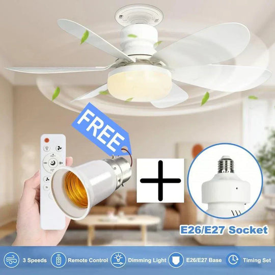 40W LED Ceiling Fan Light 20.5in with Remote Control - E27 &amp; B22 Adapter | Quiet Fan Light for Bedroom, Kitchen, Garage