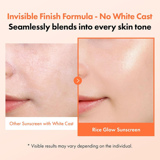 TOSOWOONG Rice Glow Sunscreen, SPF50+ Broad Spectrum Korean Sunscreen for Face, Dewy Finish No White Cast, Glass Skin Hydrating SPF Moisturizer with Rice Water &amp; Hyaluronic Acid, 50ml / 1.69 fl. oz.