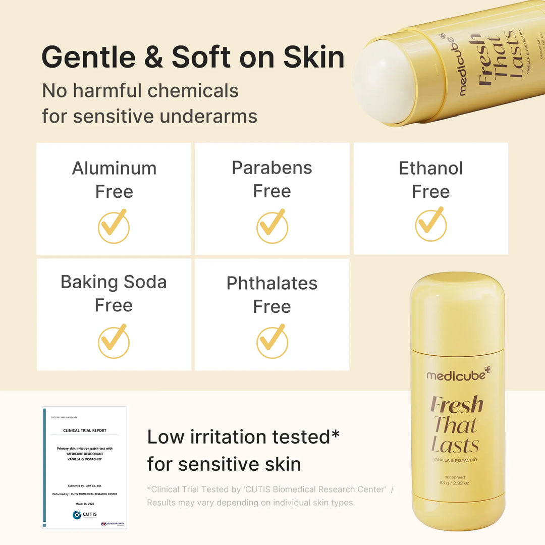 [NEW] [medicube] Deodorant Vanilla &amp; Pistachio Fresh That Lasts | 24 Hour Odor Control, No Aluminum, Baking Soda, Parabens, Phthalates, Ethanol | Brightening &amp; Smoothing for Dark Underarms with Koic Acid &amp; Turmeric | Korean Skincare, K-Beauty