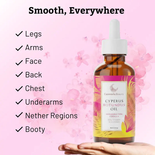 Caramela Beauty Cyperus Rotundus Huile pour la réduction naturelle des cheveux - 60 ml/2 oz