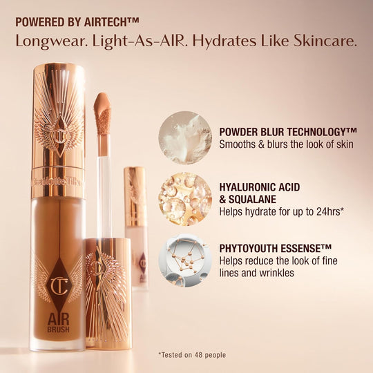 Charlotte Tilbury AIRbrush Flawless Blur Concealer - Longwear Concealer til mørke rande, pletter, rødme &amp; Mere - Fugtgivende, krølletikker &amp; Fuld dækning med en naturlig mat finish