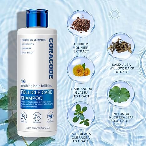 Folliculitis Shampoo for Itchy, Flaky Scalp - Purifying Formula for a Soothed, Balanced Scalp &amp; Oily Scalp Care, Men &amp; Women, 10.58 Fl Oz (1)