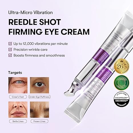VT COSMETICS Reedle Shot Firming Eye Cream, Vibrating Eye Applicator for Puffy Eyes, Dark Circles &amp; Under Eye Bags, Firming &amp; Wrinkle Care with Peptides &amp; Hyaluronic Acid, Korean Skincare, 0.51 fl oz