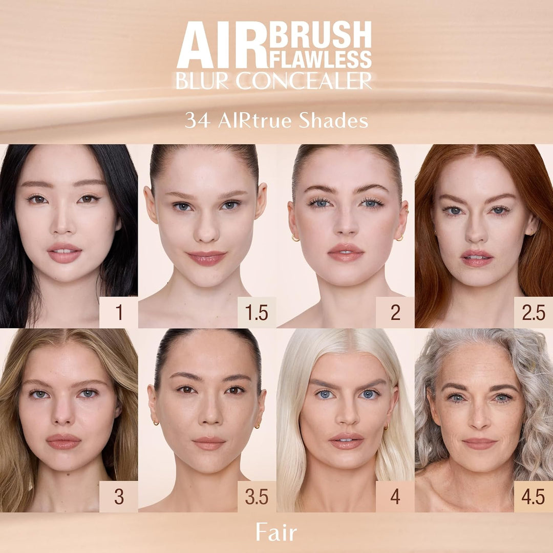 Charlotte Tilbury AIRbrush Flawless Blur Concealer - Longwear Concealer til mørke rande, pletter, rødme &amp; Mere - Fugtgivende, krølletikker &amp; Fuld dækning med en naturlig mat finish