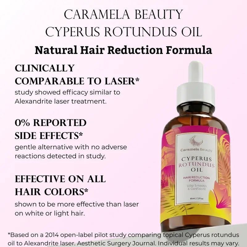 Caramela Beauty Cyperus Rotundus Huile pour la réduction naturelle des cheveux - 60 ml/2 oz