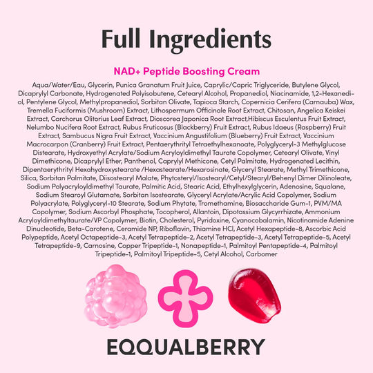EQUALBERRY NAD+ Peptidový krém pro zvýšení hladiny NAD+ 5% &amp;  13 peptidů proti stárnutí korejské péče o pleť obličeje &amp;  Tělový krém | Zpevňující &amp;  Liftingový krém na krk Pink pro povadlou pleť (1,69 fl.oz /50ml)