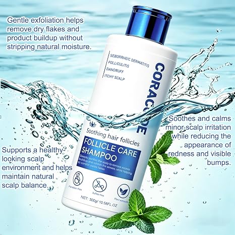 Folliculitis Shampoo for Itchy, Flaky Scalp - Purifying Formula for a Soothed, Balanced Scalp &amp; Oily Scalp Care, Men &amp; Women, 10.58 Fl Oz (1)