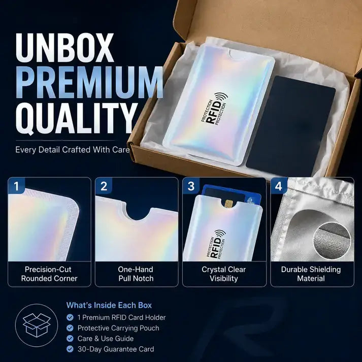 🚨 VIRAL SECURITY MUST-HAVE ! 🛡️ RFID Blocking Sleeves 💳 Instantly Protect Credit Cards from Digital Skimming &amp; Data Theft 🔒🔥⚠️1 set (5 pieces total)