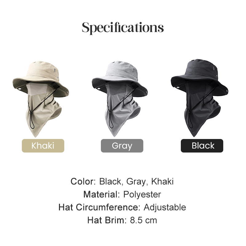 UV-beskyttelse Bucket Hat med ansigtsdæksel