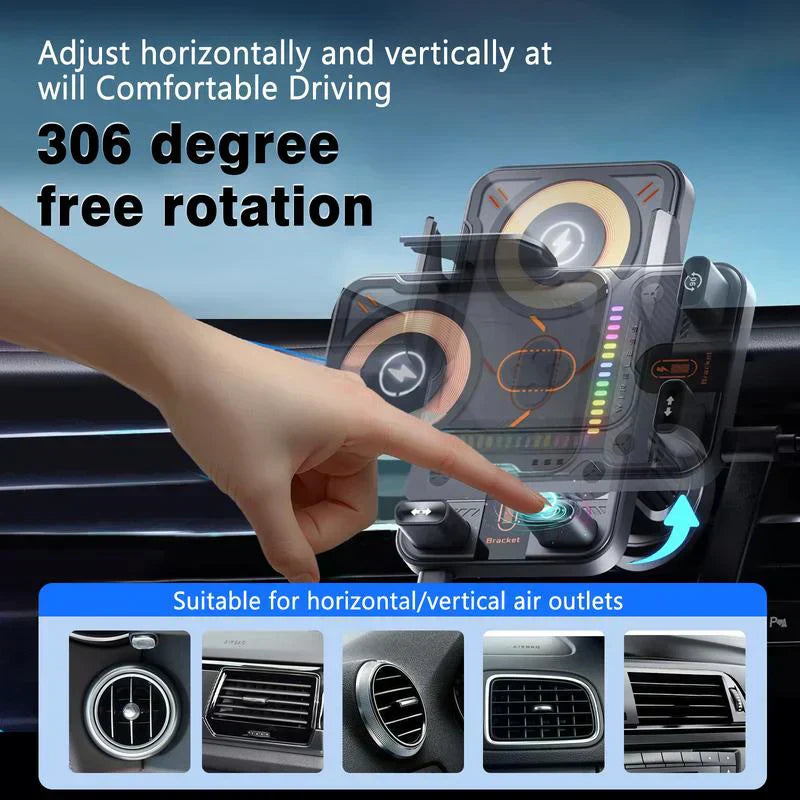 🚗📱 2-в-1 държач за телефон за кола &  Безжично зарядно – 360° въртене, здрав захват &  Бързо зареждане 🔋