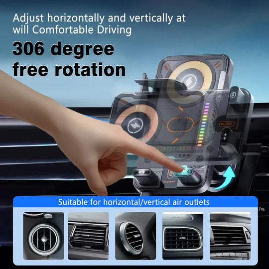 🚗📱 2-in-1 Car Phone Holder &amp; Wireless Charger – 360° Rotation, Strong Grip &amp; Fast Charging 🔋