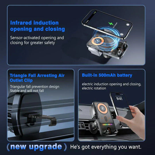 🚗📱 2-in-1 Car Phone Holder &amp; Wireless Charger – 360° Rotation, Strong Grip &amp; Fast Charging 🔋