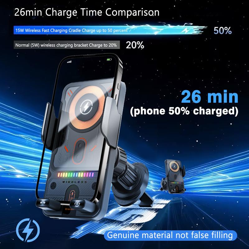 🚗📱 2-in-1 Car Phone Holder &amp; Wireless Charger – 360° Rotation, Strong Grip &amp; Fast Charging 🔋