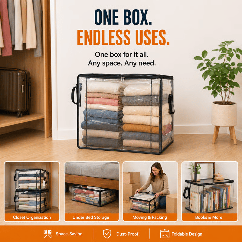 🎁 📦Large Heavy-Duty Thick Plastic Clear Storage Bag for Clothes, Moving &amp; Storage