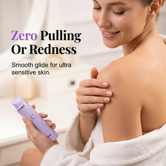 ✨ Gentle Precision Bikini Trimmer – 💖 Painless Pubic Hair Trimmer, 💦 Waterproof &amp; 🔋 Rechargeable Body Groomer for Sensitive Areas
