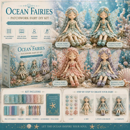 🎁 50% OFF TODAY! 🧵 4-Piece Fairy Patchwork DIY Collection ✨ Complete DIY Craft Set for Beautiful Handmade Projects 💖
