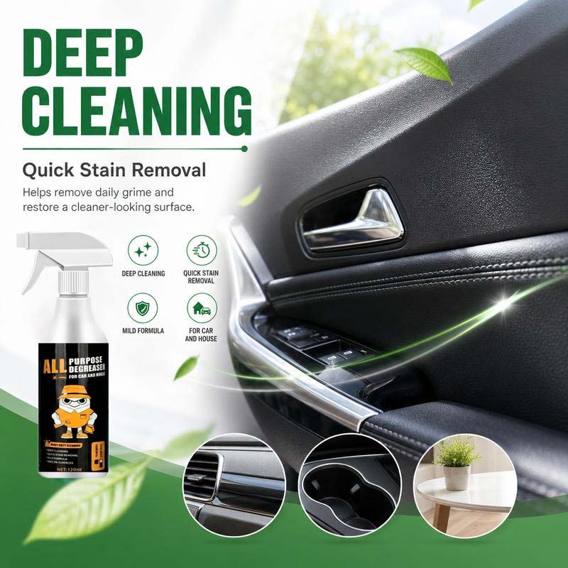 🧼 Buy 2 Get 1 Free! ✨ Heavy-Duty Interior Cleaner &amp; Degreaser – Multi-Surface, Quick Stain Removal, Safe Formula 🚗