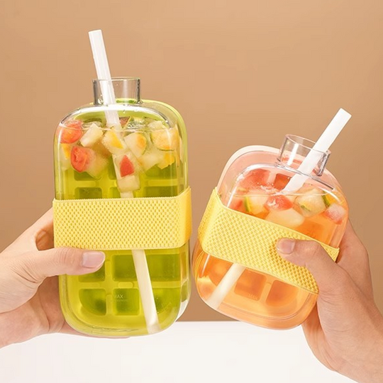 ❄️2-in-1 Ice Cube Maker Water Bottle Built-In Ice Tray, Food-Grade Silicone, Bpa-Free. Make Ice &amp; Store Water In One Bottle – Ideal For Gym, Office &amp; Travel! 🏋️‍♂️💼✈️