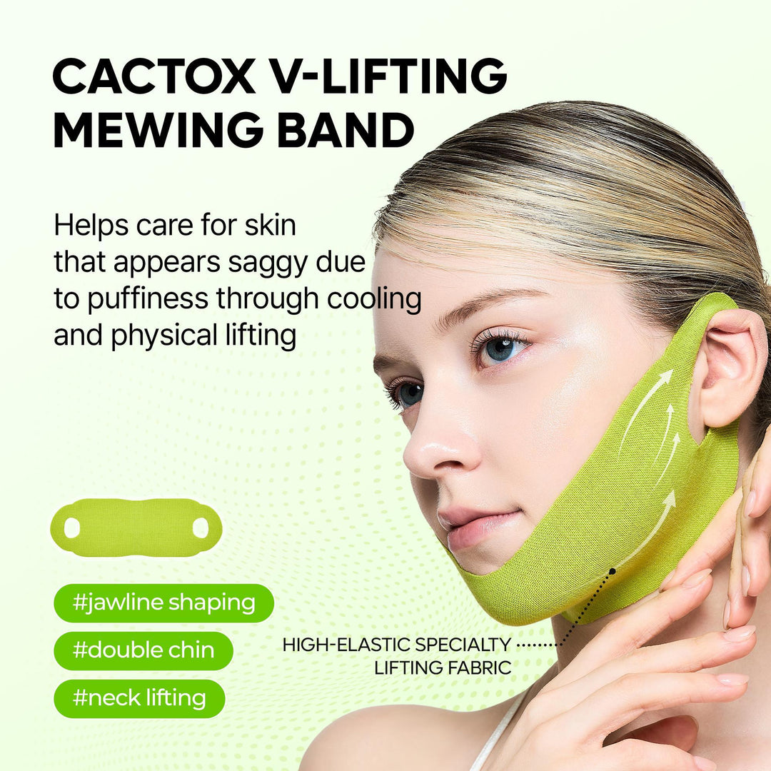 CACTOX V-LIFTING MEWING BAND with Cactus Cooling Reduce Puffiness &amp; Pore Tightening for Visible Pore Care Skin Repair