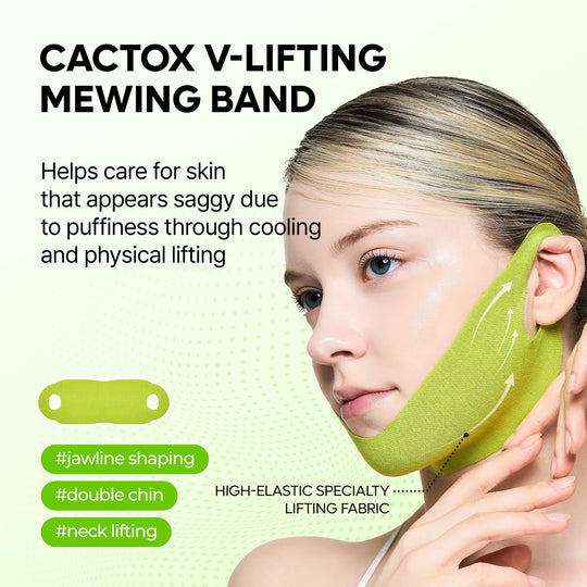 CACTOX V-LIFTING MEWING BAND with Cactus Cooling Reduce Puffiness &amp; Pore Tightening for Visible Pore Care Skin Repair