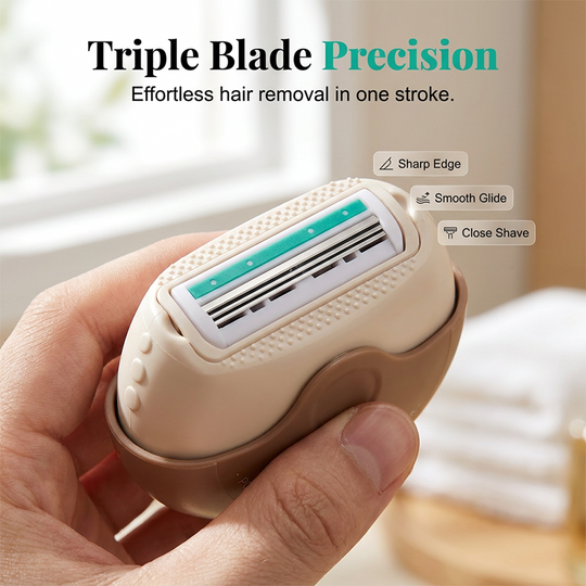 ✨ Portable 3-Layer Hair Shaver with Rotating Cover 💖 Gentle Hair Removal, Compact Design &amp; Smooth Results Anywhere ⚡