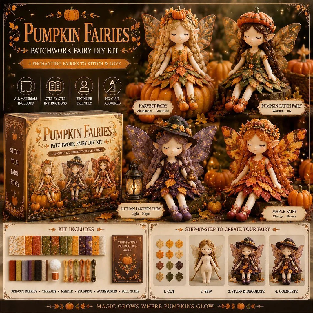 🎁 50% OFF TODAY! 🧵 4-Piece Fairy Patchwork DIY Collection ✨ Complete DIY Craft Set for Beautiful Handmade Projects 💖