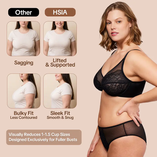 💜Enchante Blomsterblonder Plus Size Bøjle-BH Uforet Upolstret Minimizer Fulddækkende BH Dametøj Komfortabel Åndbar Mesh-Skål