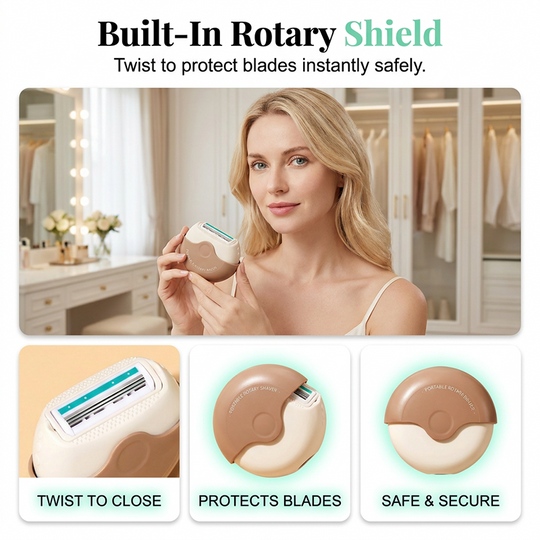 ✨ Portable 3-Layer Hair Shaver with Rotating Cover 💖 Gentle Hair Removal, Compact Design &amp; Smooth Results Anywhere ⚡
