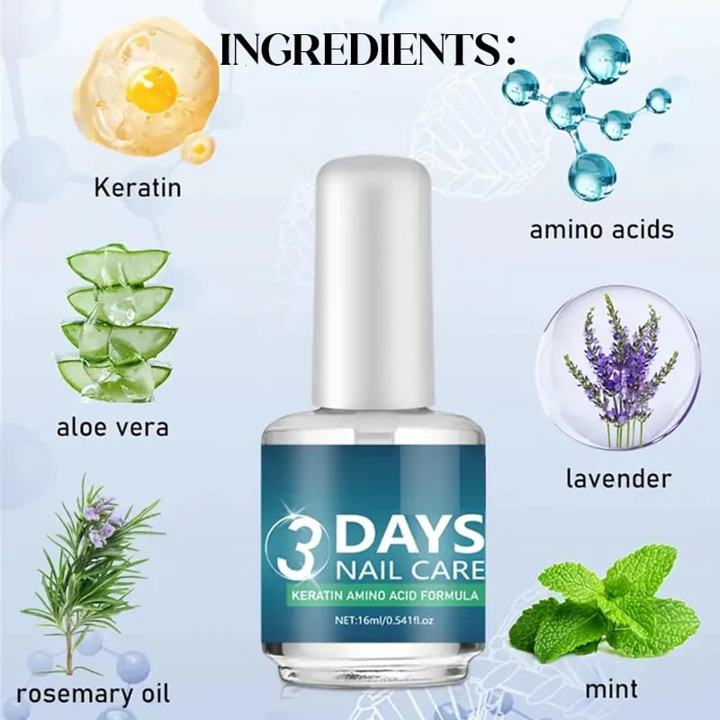 💝💅LAST DAY - BUY 1 GET 1 FREE!!💝3 Days Nail Care - Keratin Amino Acid Formula, Suitable for Soft and Fragile Nails
