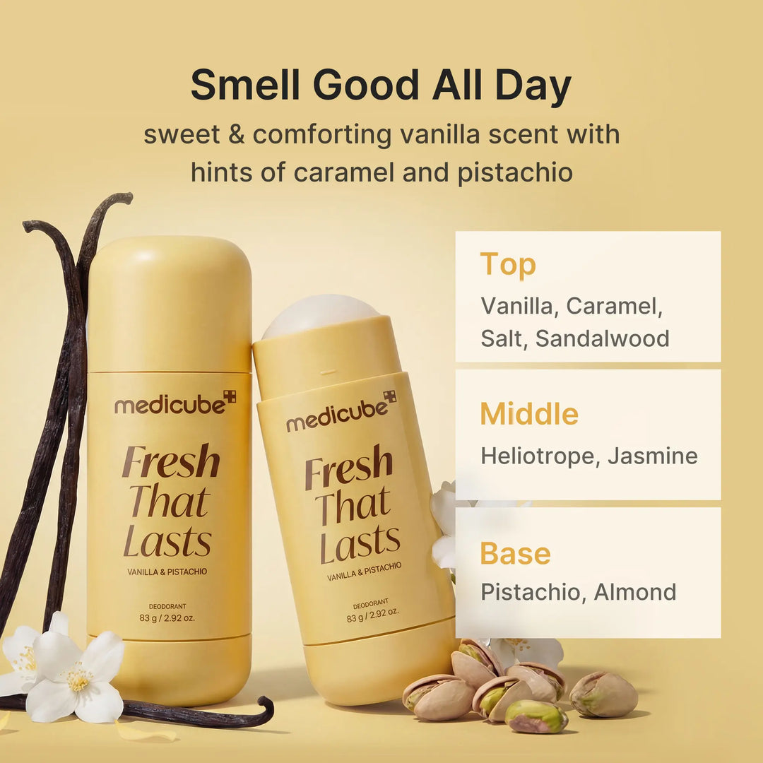 [NEW] [medicube] Deodorant Vanilla &amp; Pistachio Fresh That Lasts | 24 Hour Odor Control, No Aluminum, Baking Soda, Parabens, Phthalates, Ethanol | Brightening &amp; Smoothing for Dark Underarms with Koic Acid &amp; Turmeric | Korean Skincare, K-Beauty