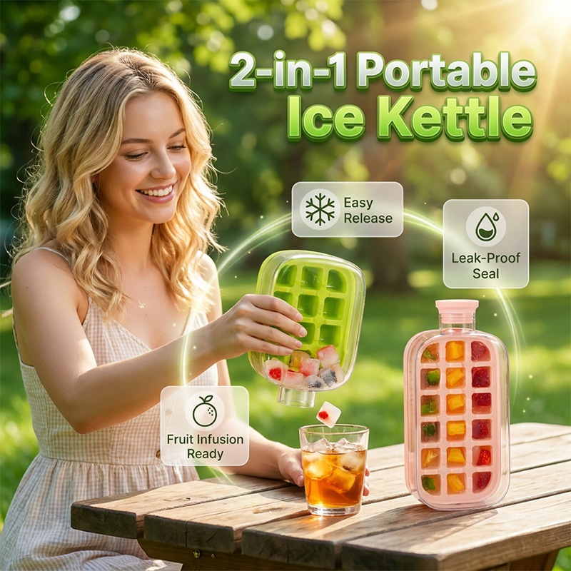 ❄️2-in-1 Ice Cube Maker Water Bottle Built-In Ice Tray, Food-Grade Silicone, Bpa-Free. Make Ice &amp; Store Water In One Bottle – Ideal For Gym, Office &amp; Travel! 🏋️‍♂️💼✈️