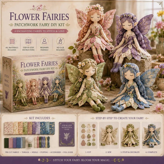 🎁 50% OFF TODAY! 🧵 4-Piece Fairy Patchwork DIY Collection ✨ Complete DIY Craft Set for Beautiful Handmade Projects 💖