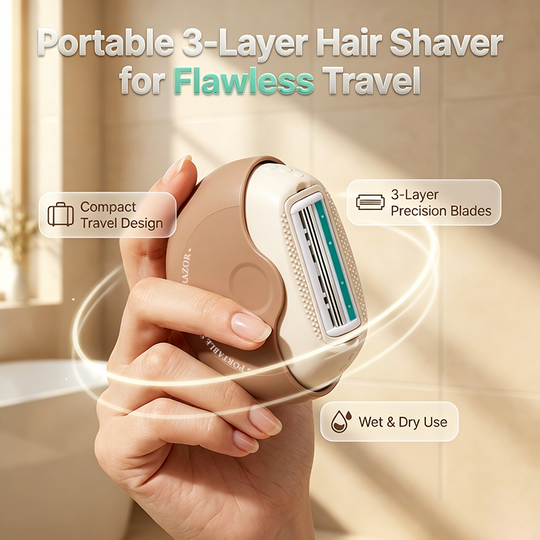 ✨ Portable 3-Layer Hair Shaver with Rotating Cover 💖 Gentle Hair Removal, Compact Design &amp; Smooth Results Anywhere ⚡