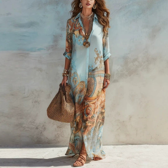 🎁✨ NEW ARRIVAL – 50% OFF TODAY! 💐 Women’s Elegant Retro Print Maxi Dress 🌸 Vintage-Inspired Style, Flattering Fit &amp; Effortless Elegance