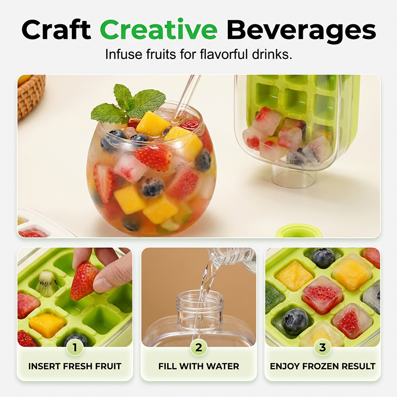 ❄️2-in-1 Ice Cube Maker Water Bottle Built-In Ice Tray, Food-Grade Silicone, Bpa-Free. Make Ice &amp; Store Water In One Bottle – Ideal For Gym, Office &amp; Travel! 🏋️‍♂️💼✈️