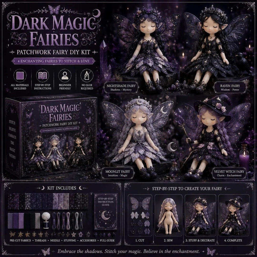 🎁 50% OFF TODAY! 🧵 4-Piece Fairy Patchwork DIY Collection ✨ Complete DIY Craft Set for Beautiful Handmade Projects 💖