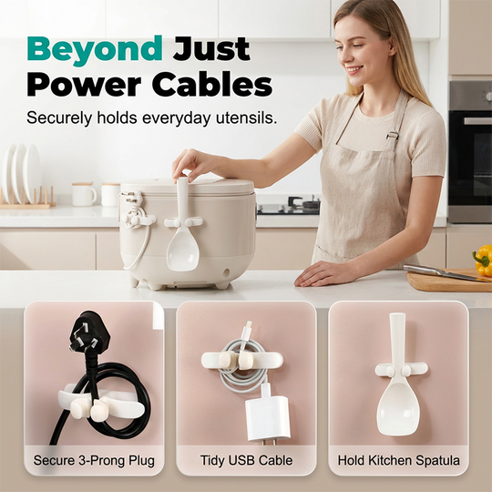 🎁 BUY 2 GET 1 FREE! 🔌 Self-Adhesive Silicone Appliance Cord Organizer ✨ Keep Kitchen Cords Neat, Organized &amp; Tangle-Free 🏠